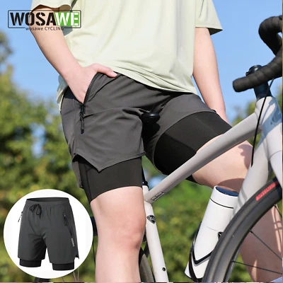 WOSAWE Radsport Hose 2-in-1, verstellbar mit eingebautem Pad, Unisex Loose Fit - Bild 1 von 4