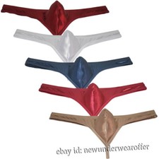 Men Shiny Spandex Satin Thong Underwear Contour Pouch String T-back Hipster Tang