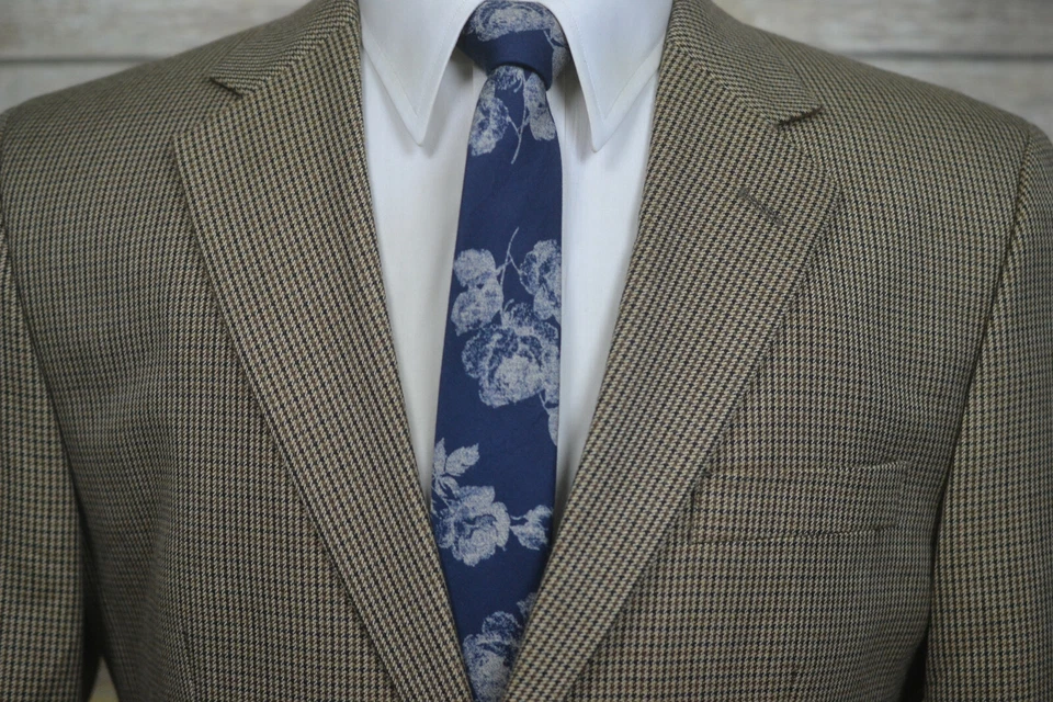 Chaqueta Blazer Abrigo Deportivo Clásico a Cuadros Pata de Gallo Marrón Club Room para Hombres TALLA 40R Foto 3 de 4