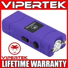 VIPERTEK Stun Gun Micro Mini PURPLE VTS-881 390 BV Rechargeable LED Flashlight