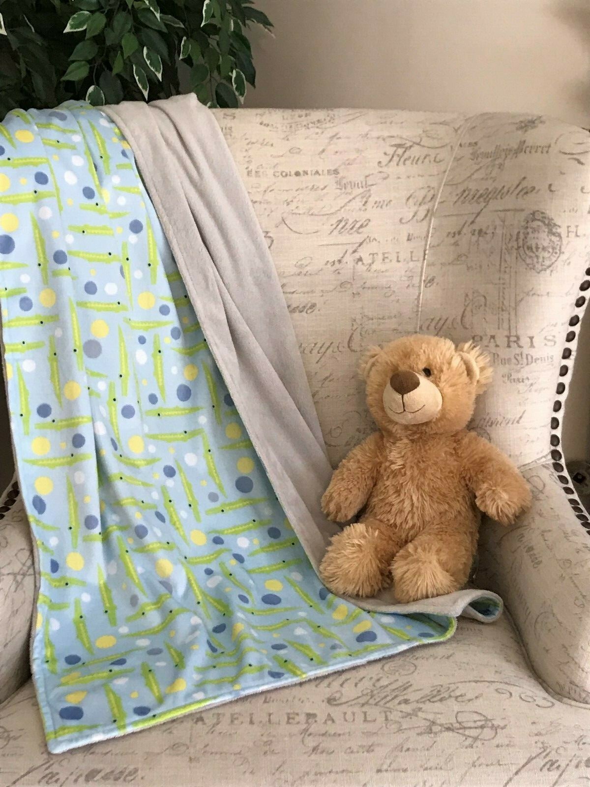 Baby Gift Blanket Alligator Minky Crocodile Jungle Safari Shower Present Gator