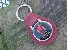 1980s HONDA CIVIC Faux Brown Leather Key Fob USA Product NOS Classic Logo