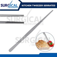 BBQ Grill Tweezer 10" Long Food Tongs Stainless Steel Kitchen Chef DIY Tool