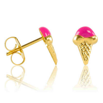 1 Paar Chirurgenstahl Ohrstecker vergoldet Eiscreme in pink Studex Sensitive