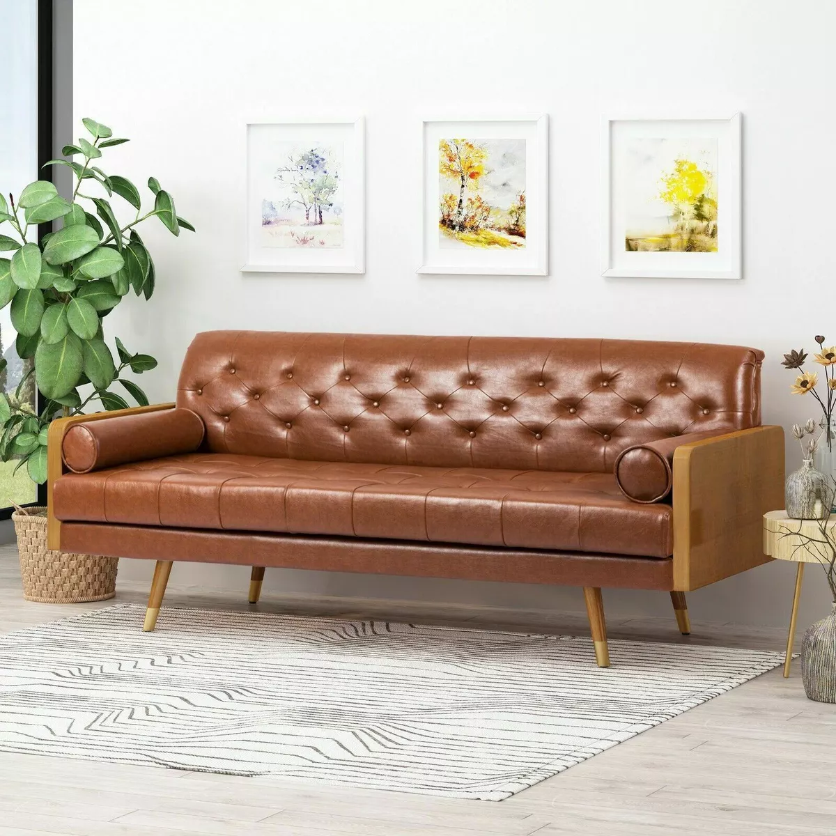 Mid century tufted sofa deals