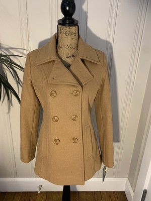 camel colored peacoat