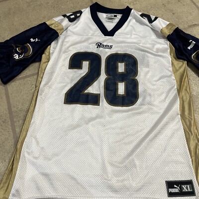 Puma White St Louis Rams Marshall Faulk #28 Jersey Size XL Vintage 90s/Y2K