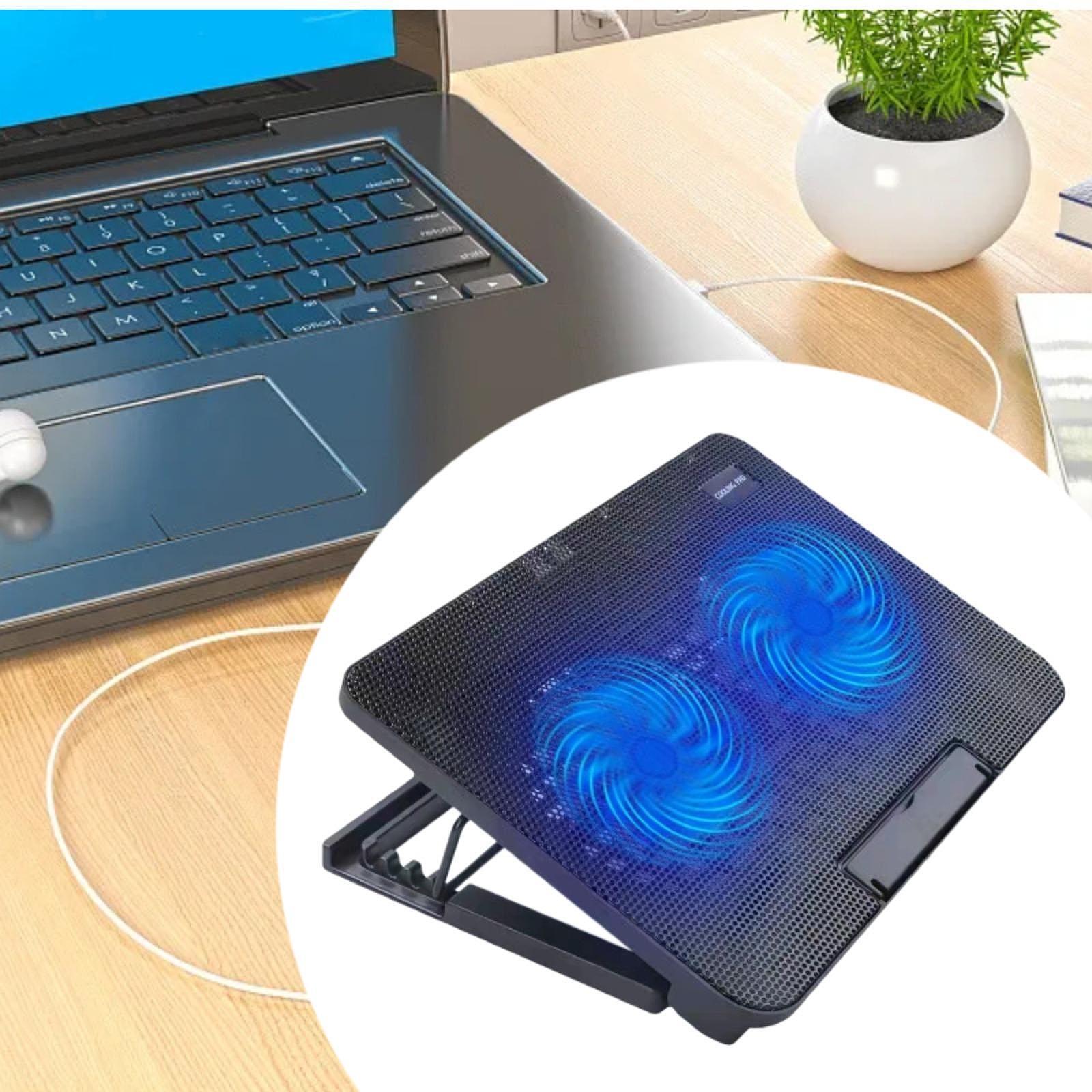 Notebook Laptop Cooler Fan Cooling Stand Sturdy Multipurpose with Blue Light-image