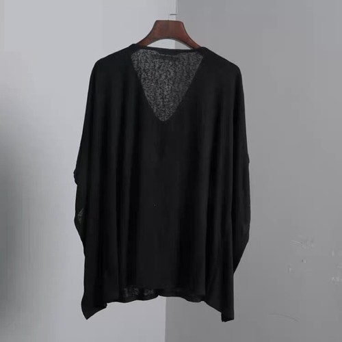 Soft Surroundings Red Black Beaded Poncho Top S/M L/XL Kimono V-Neck Drape Shirt - Picture 11 of 22