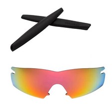 Walleva Polarized Fire Red Lenses Black Earsocks For Oakley M Frame Strike