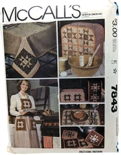 Patchwork Star & Churn Eight Kitchen Items Partial Cut McCalls 7843 Pattern 1981