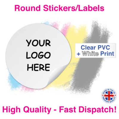 Individuell bedruckte runde Aufkleber individuelles Logo - klar wasserdicht PVC + weiße Tinte
