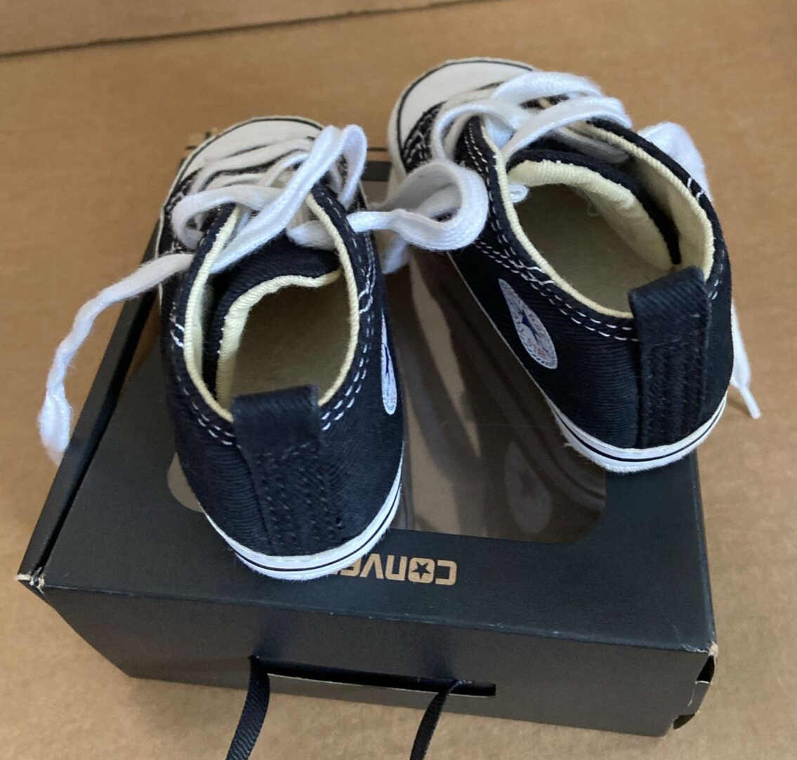 PONY Scarpe culla bambino Converse taglia 4 nere 8J231 prima stella ciao *usate*