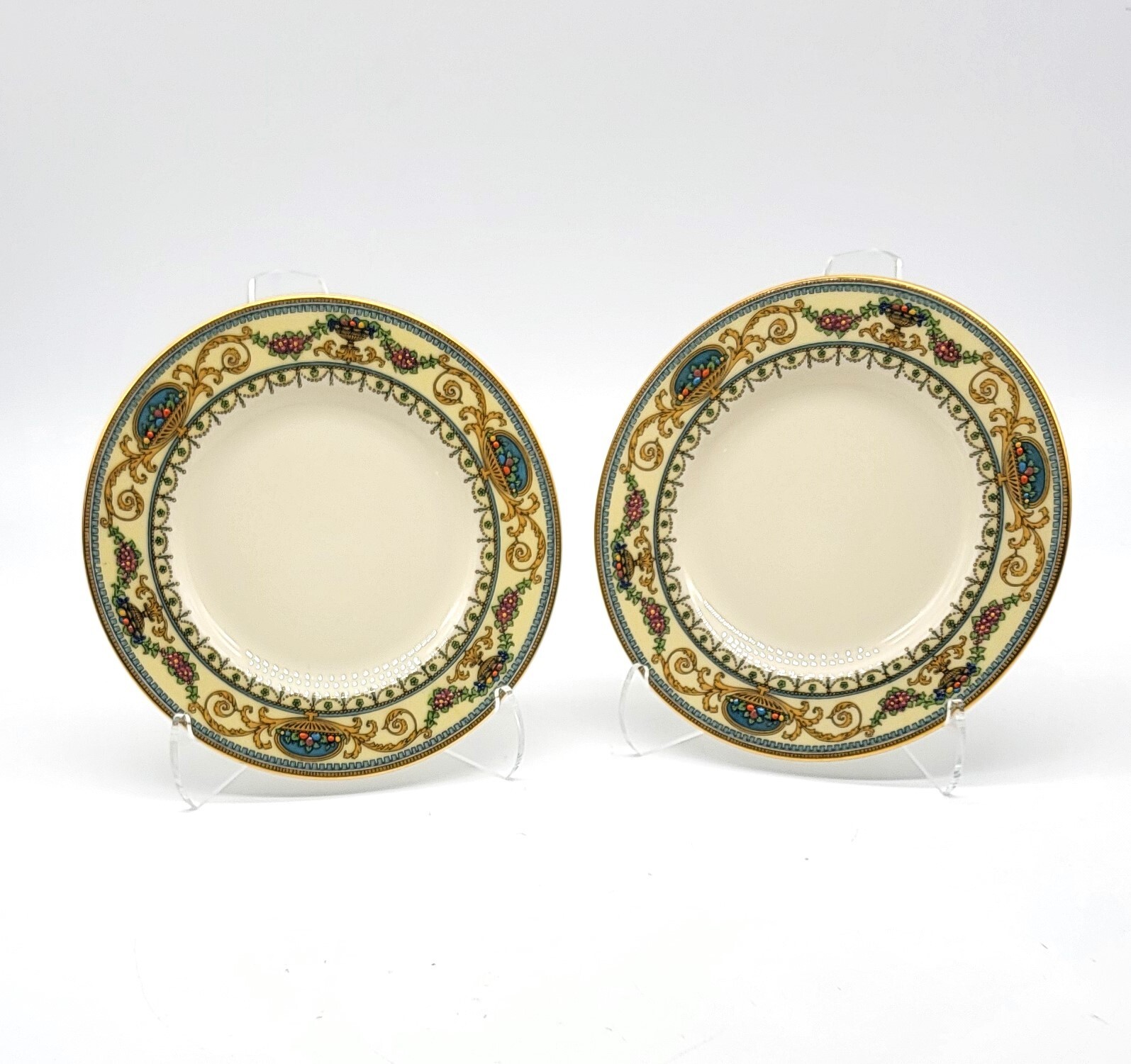 1990s Lenox Harwood Bread and Butter Plates Set Fine Bone China 6 1/4 Inches Made in USA