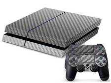 Sony PS4 Console and Controller Skins -- Silver Carbon Fiber  0158 