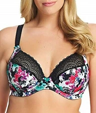 Elomi Jenna UW Banded Plunge Bra EL4040 UK Sz DD to FF Fleur Print New with tags