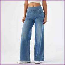 Women Baggy Jeans Streetwear High Waist Wide Leg Denim Pants Retro Elastic Waist