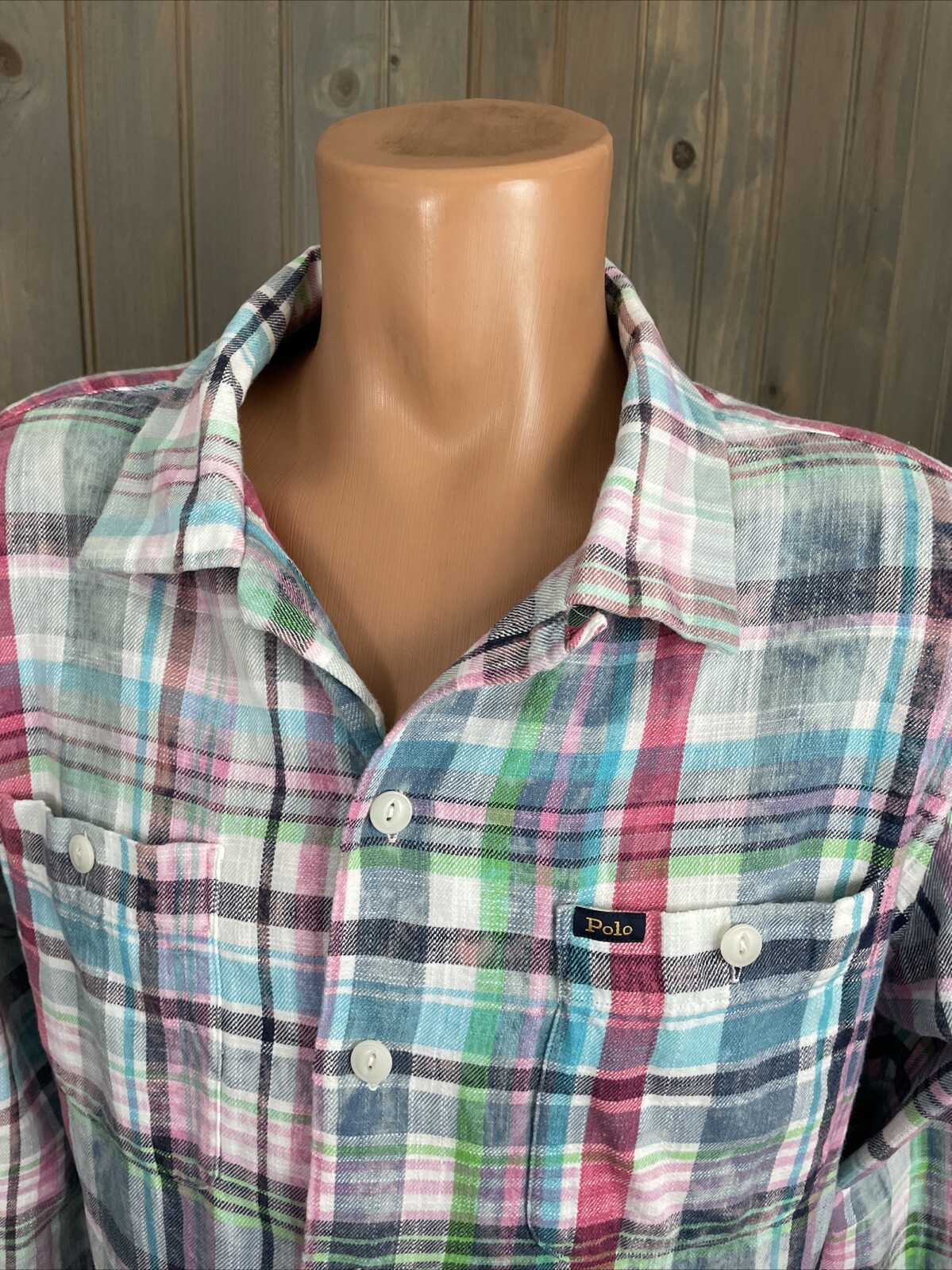 Polo Ralph Lauren manica lunga colorata a quadri flanella pony taglia M