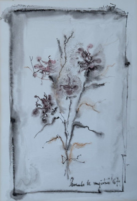 LEONARDO DE MAGISTRIS SIGNED ORIGINAL PAINTING FLORAL ABSTRACT WATERCOLOR 1967