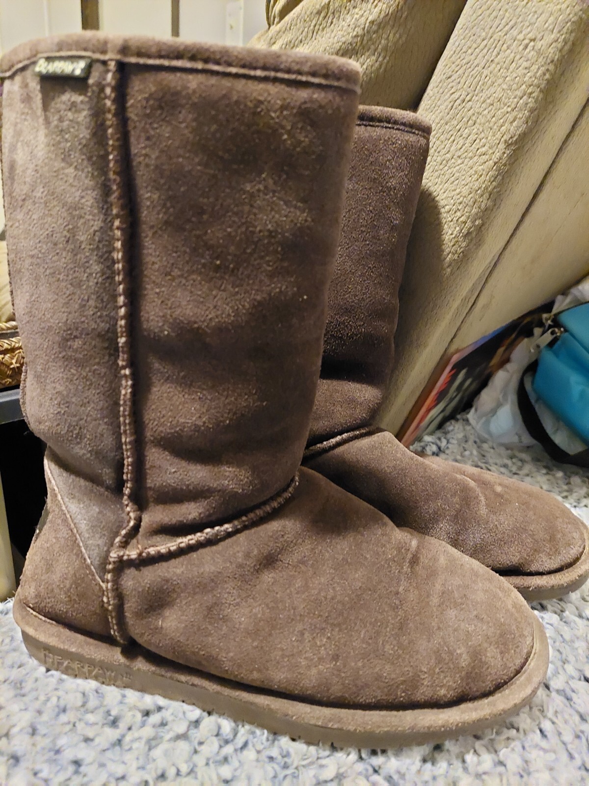 Women's Beartrap Emma Snow Boots - Brown Suede Sheepskin Winter Boots Size 8 US-image