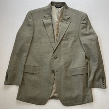 Jos A Bank 42R Gold Check Silk Wool Mens Blazer Sport Coat Jacket