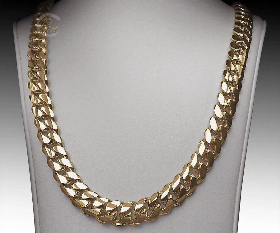 12mm - Cuban Link Chain - 14K Gold Bonded