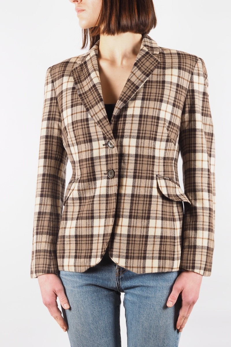 Moschino Cheap and Chic 90s Vintage Wool Plaid Blazer Jacket size