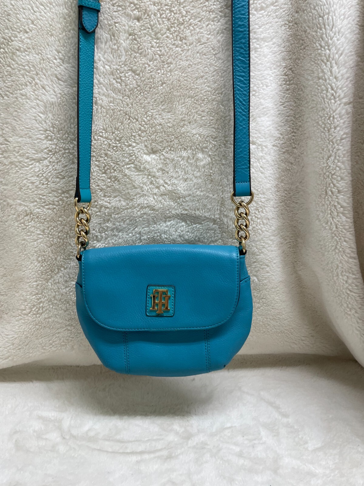 Tommy Hilfiger Teal Women's Small Snap Flap Shoulder Bag  