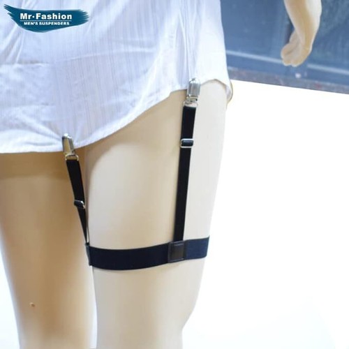 1 Pair Adjustable Elastic Shirt Stays Garter Holder with Non-Slip Locking Clamps - Picture 4 of 7