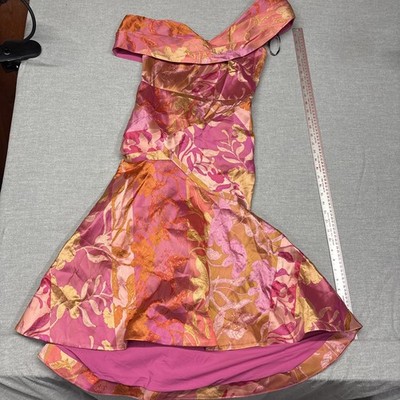 Theia Drew Floral Patchwork Asymmetrical Cocktail Dress Sz 4