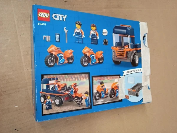 Lego City Motorcycle Transporter Fine Toy Flatbed Truck 2 Minifigures 4+