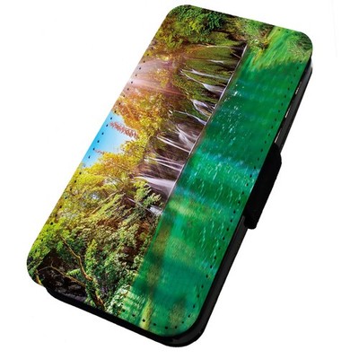 AUSVERKAUF Bedruckte Flip Handyhülle für iPhone Wasserfall Sonnenstrahlen