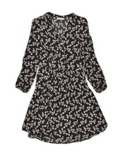 MAX & CO. Womens Long Sleeve Tea Dress UK 4 XS  Black Floral Viscose AF86