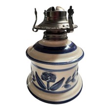 Kerosene Oil Lamp Lamplight Farms 3โ Pottery Base Flower No Globe Made in USA