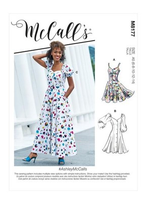 M8177A5 Misses' Princess Seamed Button Dress Sewing Patterns Kit, Design M817...