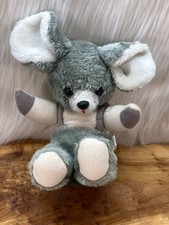 Vintage Mouse Plush Stuffed Animal Soft Toy Carnival Prize Gray White 9  Taiwan