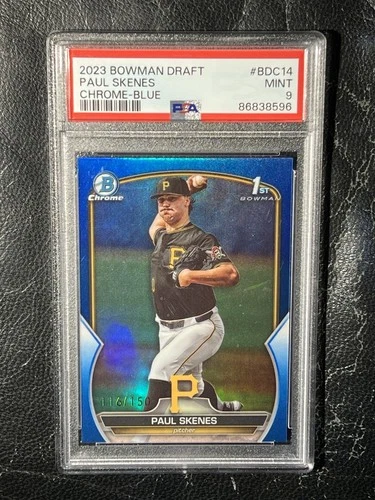 PAUL SKENES 2023 Bowman Chrome Draft Blue Refractor 116/150 PSA 9 1st BDC14