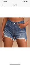 Levi's 501 Premium Shorts Women's Sz 31 Big E Cut Off Button Fly High-Rise Daisy