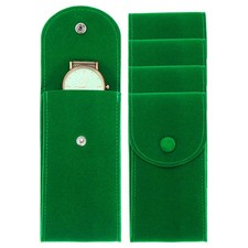 4 Pcs Velvet Watch Pouch, Portable Watch Travel Bag, Green