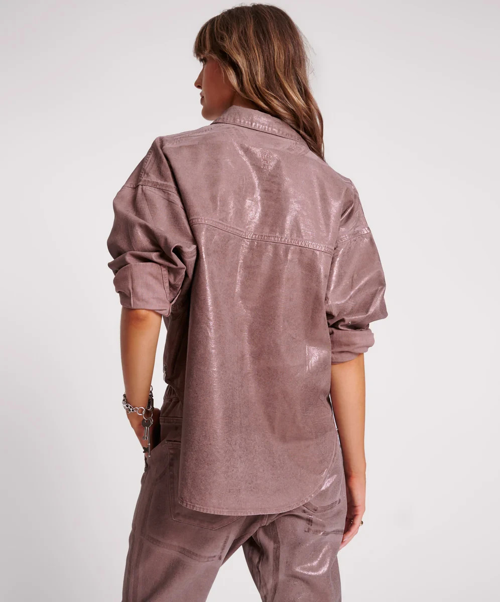 One Teaspoon Bronzed Western Daria Shacket Size S Bronze Chocolate RRP £180 image 2