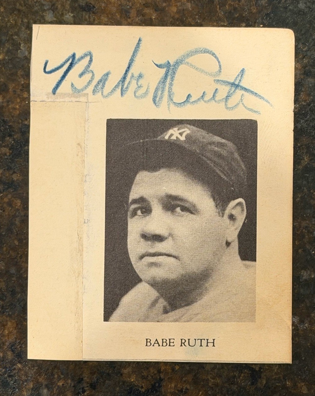 Babe Ruth HOF Autographed 4x4.5 Photo Yankees PSA/DNA LOA Rare