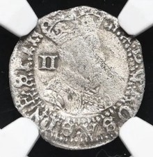 1603 ENGLAND King James I 1603-1625 AD, Halfgroat 2P Bible Coin S-2649, NGC VF