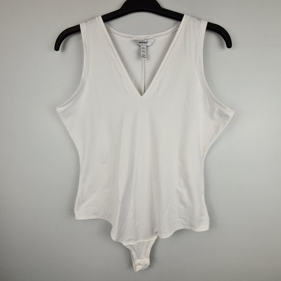Spanx Suit Yourself V-Neck Tank Bodysuit Women's Size XL White Thong Stretch