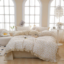 Motntd Floral Duvet Cover Full Ruffle Coquette Comforter Cover Full Size Cute