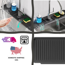 24 Inch Longer Faucet Mat for Kitchen Sink, 5 Slope Fast Self-draining, Kitchen