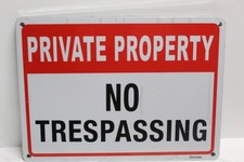Lot of 5 No Trespassing Private Property Signs 9 7/8" x 7 1/8" Aluminum