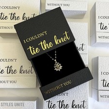 Bridesmaid Proposal Box Black Gold Knot Bracelet Lotus Necklace Maid of Honor