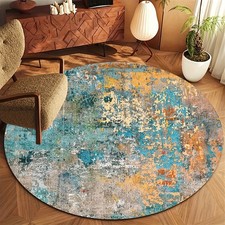 Vibrant Abstract Print Round Mat-Lightweight,Non-Slip,Machine Washable Polyeste