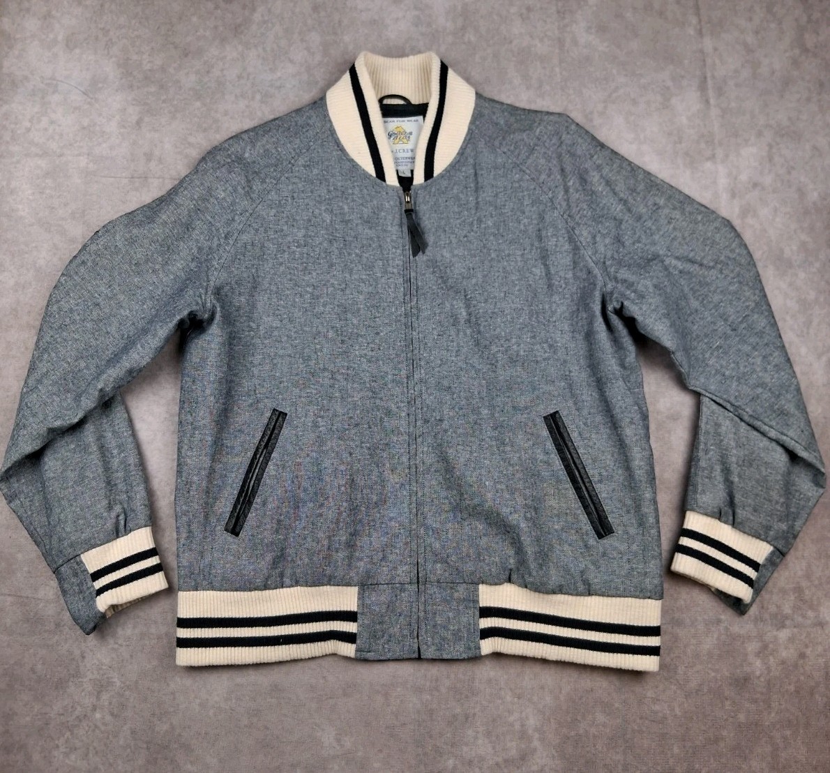 Vintage Golden Bear For J Crew Jacket Varsity Bomber Youth Large Linen Blend USA