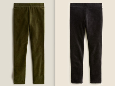 NWT J.Crew Crewcuts $37 Girls' Stretch Cozy Cord Leggings, Green-10, Black-12,14